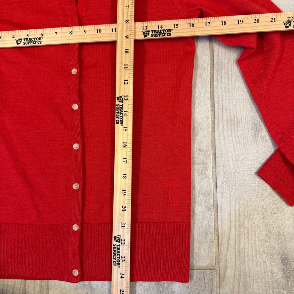 Gap 100% Wool Size S Red Crew Neck Button Front Cardigan Sweater Women - Picture 6 of 7